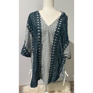 Red Carter Cold shoulder Embroidered swim cover up tunic S